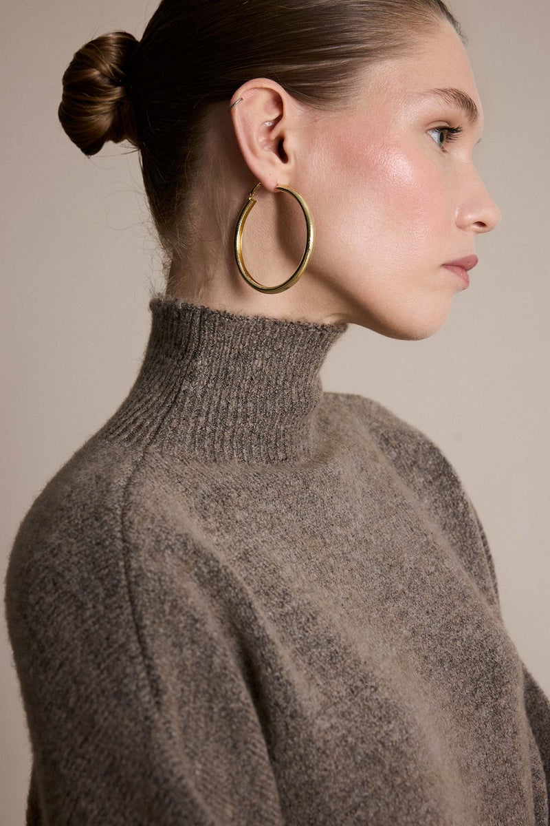 DeFacto Beige Woman Oversize Fit Half Turtleneck Knitwear Pullover Casual - Image 4
